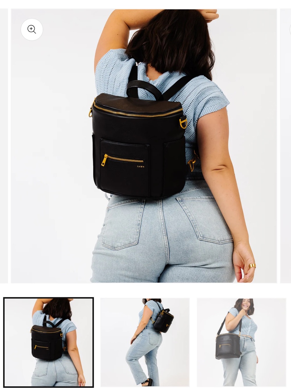 Fawn Design Black Backpack with Gold Hardware Accents